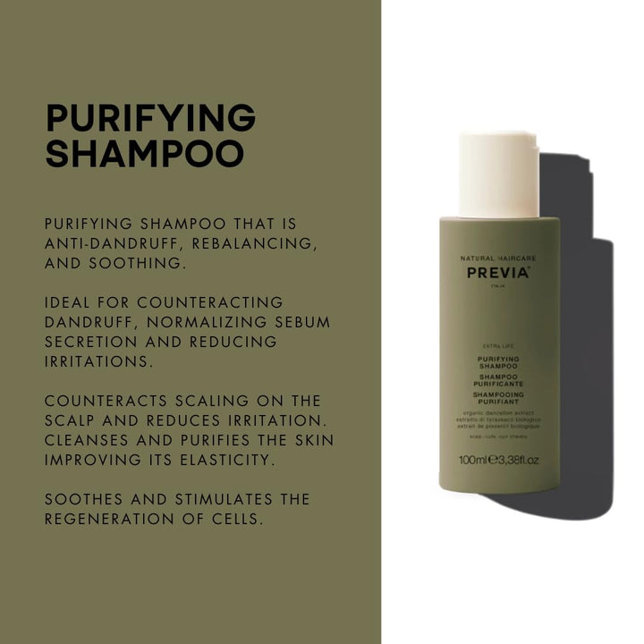 PREVIA Anti-Dandruff Shampoo for Scalp Health – Purifying & Detoxifying Treatment for Flake & Itch Relief, Nourishing Formula, Vegan & Sulfate-Free, Ideal for All Skin Types 3.38 oz