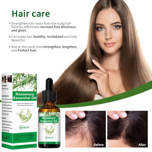 Fovcos Organic Rosemary Essential Oil for Hair Growth & Skin Care, 100% Pure & Natural
