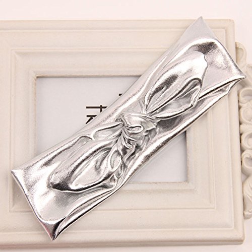 AKOAK 3Pcs/Lot Fashion Children Metallic Messy Big Bow Baby Girls Elasticity Headband Baby Kids Cloth Turban Knot Hairband Wrap