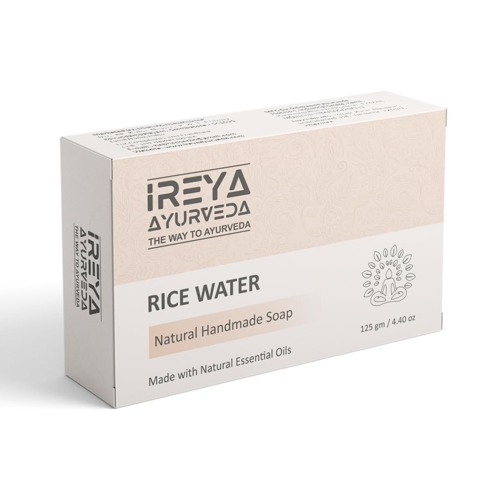 Ireya Ayurveda Rice Water Rosemary & Coconut Handmade Soap | Rice Water, Coconut Oil, Rosemary Oil, Natural, Vegan, Moisturizing, Great for Face and Body