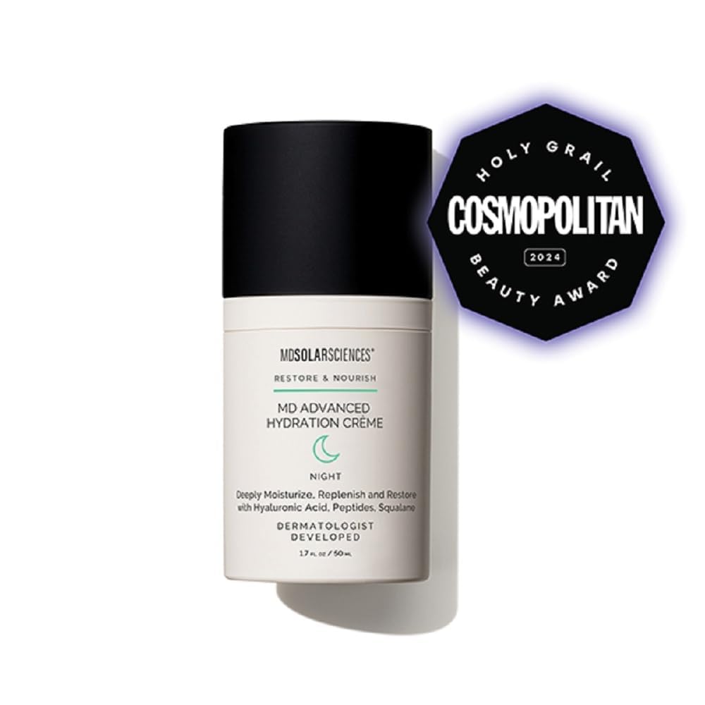 MDSolarSciences Advanced Hydration Cream, Facial Night Cream, Cruelty-Free, Vegan, Paraben-Free, Fine Line Treatment, Anti-Aging, Hydrating, Ceramides, Squalane, Hyaluronic Acid, 1.7 Fl Oz