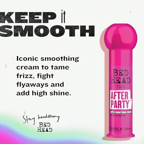 Bed Head by TIGI After Party Super Smoothing Cream – Anti Frizz hair styling product with humidity protection for frizzy, dull or coarse hair, 3.38 fl. oz.