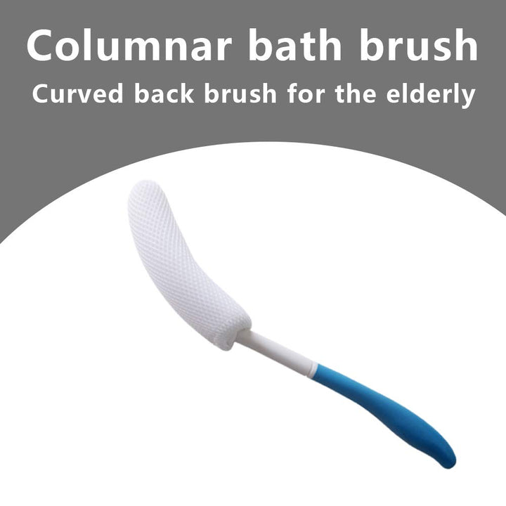 MagiDeal Vinyl Quote Me Long Anti-Slip Curve Handled Bath Body Brush, Easy Reach for Seniors, Suitable for Elderly/Pregnant Aid Bathing & Shower, Blue, 15.35