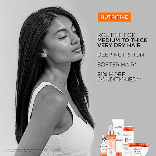 KÉRASTASE Nutritive Bain Satin Riche Shampoo, Cleanses & Strengthens Against Dryness, Adds Softness, Shine & Nourishment with Plant-Based Proteins & Niacinamide for Medium to Thick to Dry Hair