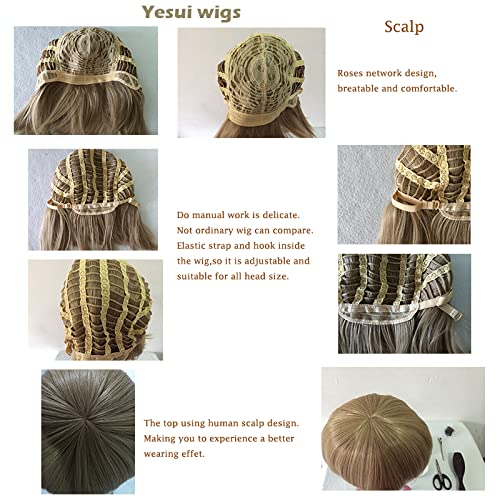 Yesui Short Men Cosplay Wigs Brown Straight Hair Wig for Boy Halloween Costumes Party Anime 12 inch