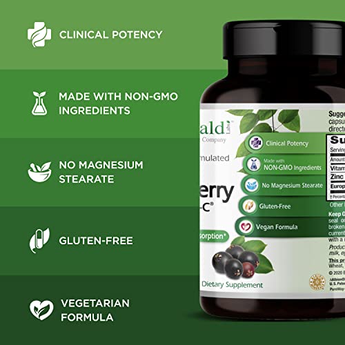 EMERALD LABS Elderberry Plus - Digestive & Immune Support with European Elderberry Extract, Vitamin C as PureWay-C & Albion Chelated Zinc - Vegan & Gluten-Free - 60 Vegetable Capsules (30-Day Supply)
