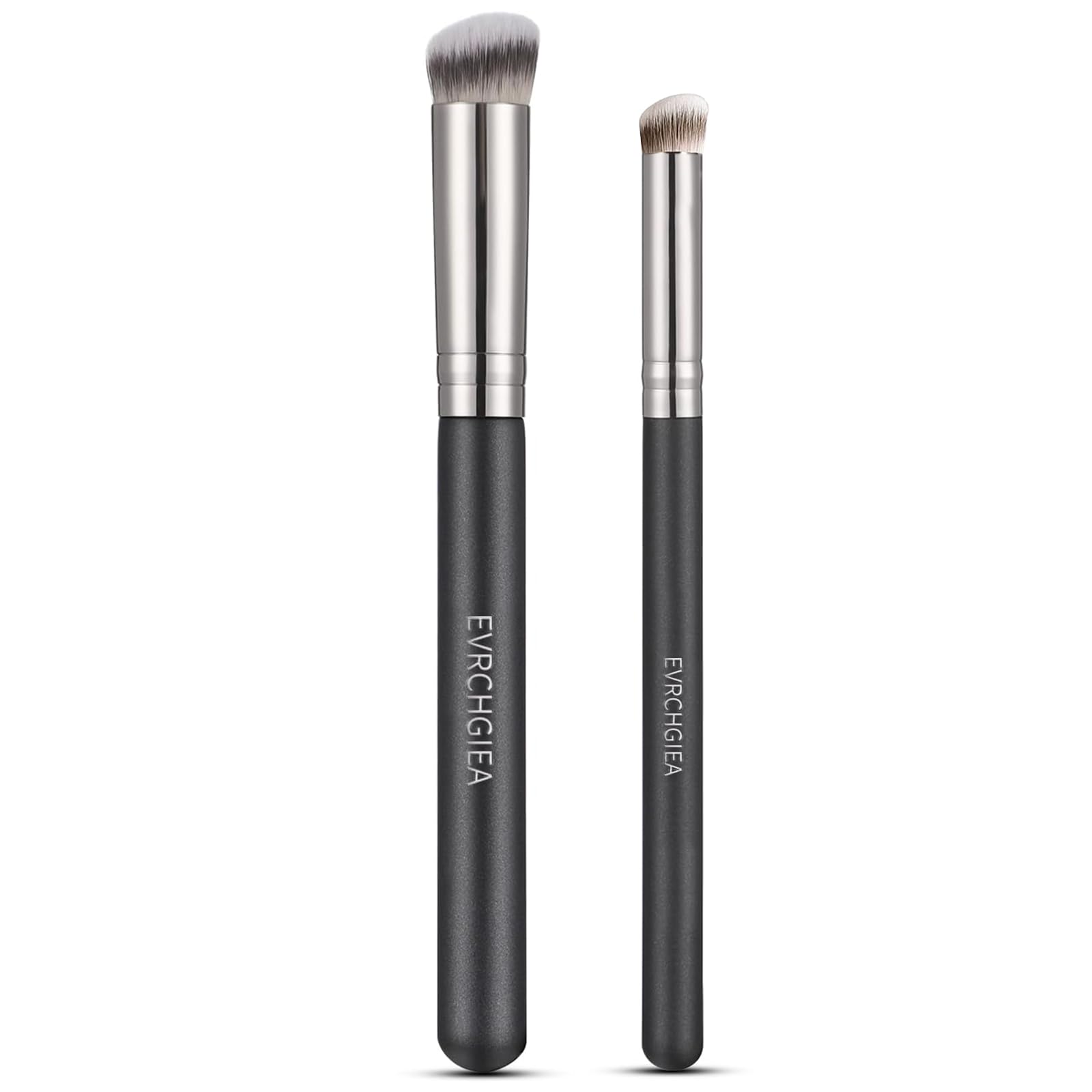 Angled Flat Concealer Brush Set, 2pcs Dense Under Eye Nose Contour Brush for Liquid Foundation Cream Powder Blending Buffing Stippling (270+370)…
