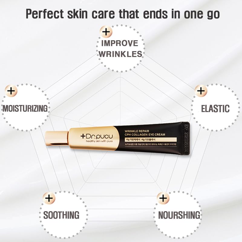 Dr.pucu Wrinkle Repair Collagen EYE CREAM, Korean eye cream, under-eye night cream for anti aging, moisturising, no greasy or too light texture, mild powdery scent, 1.01 fl. Oz