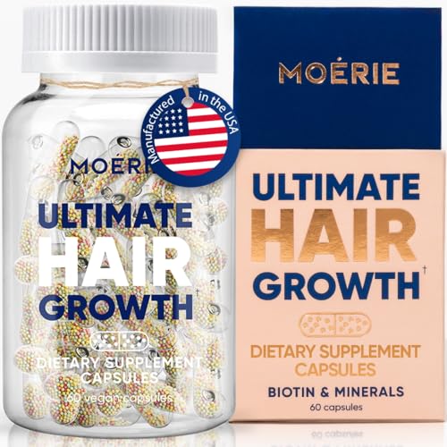 Moerie Ultimate Hair Boost Supplement for Women & Men - Hair, Skin, Nails Vitamins with Biotin & Minerals for Hair Health - Thicker Hair - 60 Capsules