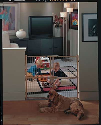 Toddleroo by North States Extra Wide Wire Mesh Wooden Baby Gate: 29.5-50 Wide. Pressure Mounted Baby Gate for Doorway. (31 Tall, Sustainable Hardwood)