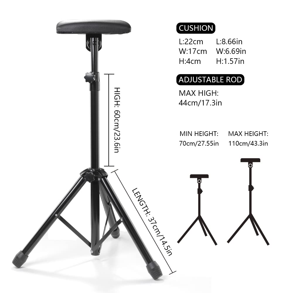 HAWINK Tattoo Armrest Stand Square Tattoo Arm Leg Rest Stand Foldable Sponge Pad Tripod with Adjustable Height and Tilt Tattoo Equipment Arm Bar Pad PU Leather TA225