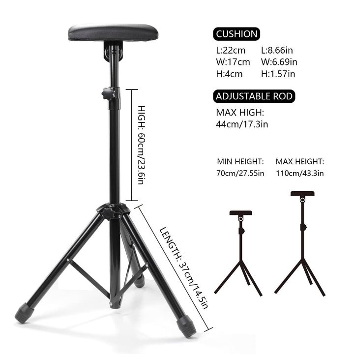 HAWINK Tattoo Armrest Stand Square Tattoo Arm Leg Rest Stand Foldable Sponge Pad Tripod with Adjustable Height and Tilt Tattoo Equipment Arm Bar Pad PU Leather TA225