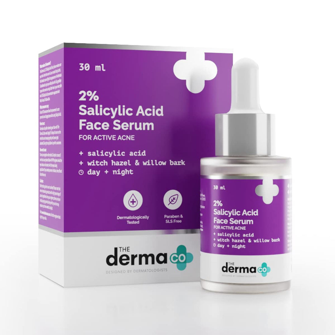 The Derma Co 2% Salicylic Acid Serum for Active Acne | Helps Reduces Acne Marks & Blackheads | Removes Excess Oil & Unclog Pores | Suits All Skin Types | 1.01 Fl Oz/30ml