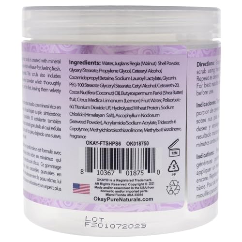 OKAY Himalayan Pink Salt with Seaweed Foot Scrub, 6 Ounce
