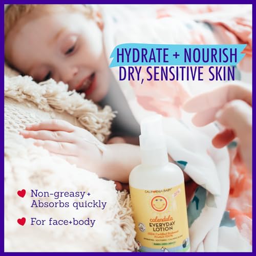California Baby Calendula Lotion | 100% Plant-Based Moisturizer | Lavender Baby Lotion | Face Moisturizer For Dry Skin | Hypoallergenic | 8.5 oz.
