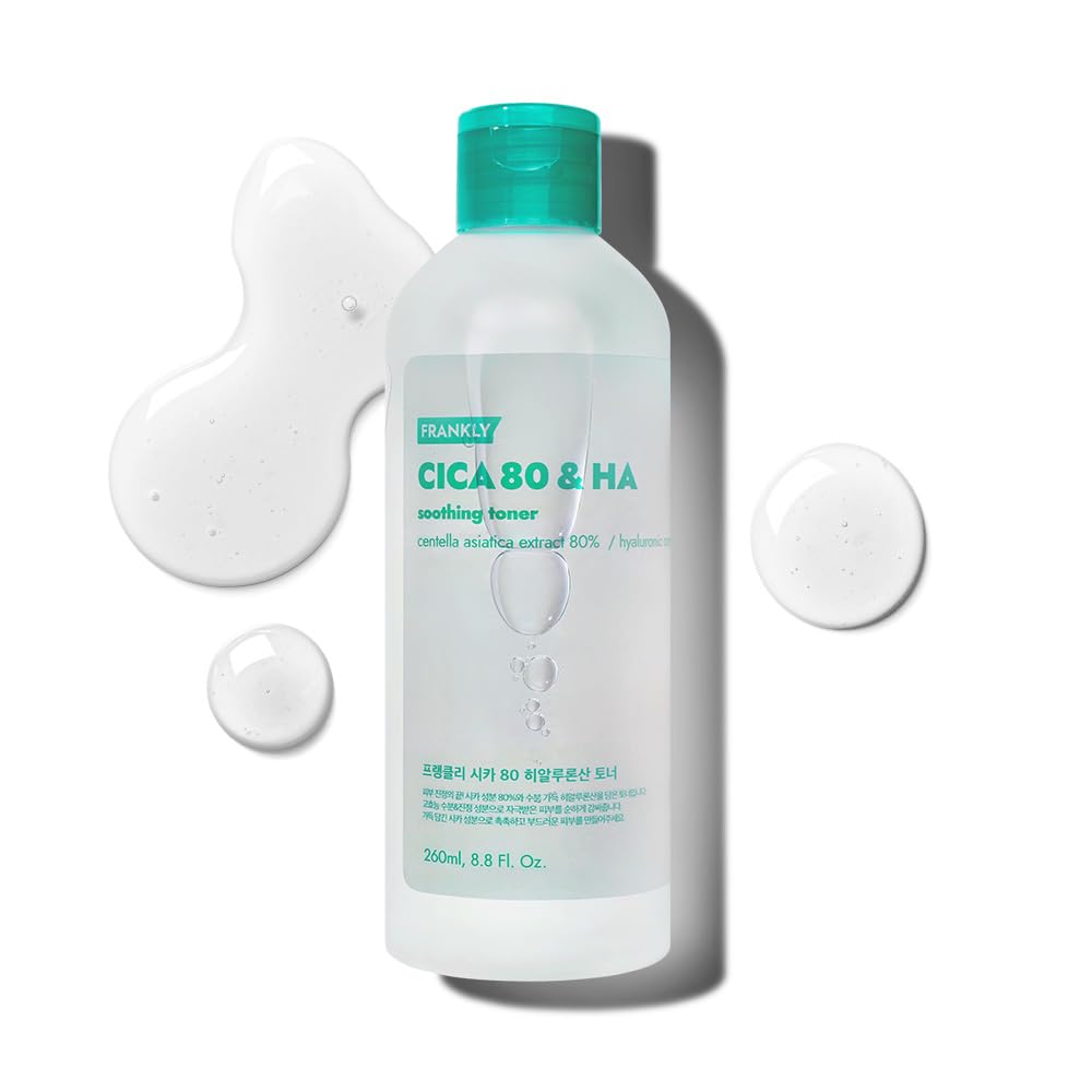 FRANKLY CICA 80 & Hyaluronic Acid Toner - Soothe, Hydrate & Balance | 80% Centella Asiatica & Hyaluronic Complex (7 Types) | Korean Skin Care | 8.8 fl.oz.