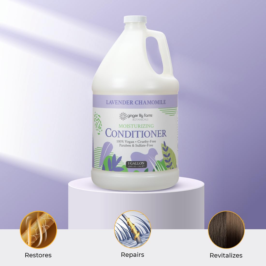Ginger Lily Farms Botanicals Moisturizing Conditioner for Dry Hair, 100% Vegan & Cruelty-Free, Lavender Chamomile Scent, 1 Gallon Refill (128 fl oz)