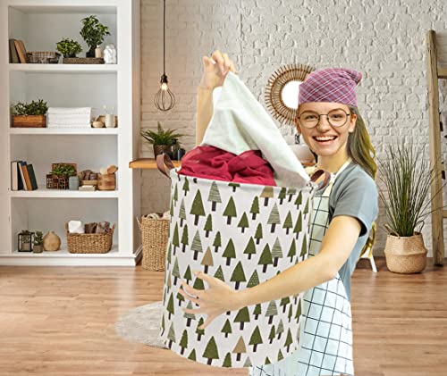 Sanjiaofen Large Storage Bins,Canvas Fabric Laundry Basket Collapsible Storage Baskets for Home,Office,Toy Organizer,Home Decor (Tree)