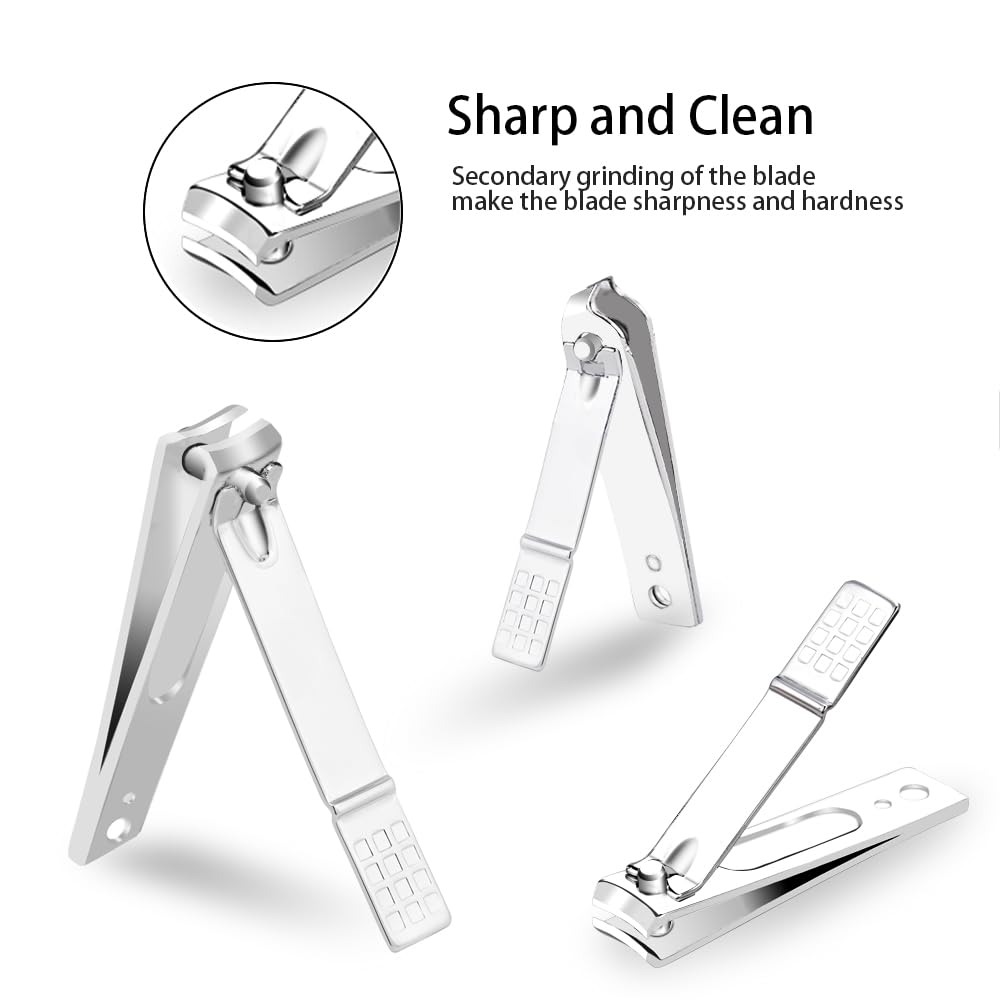 Zizion Nail Clippers Kit Manicure Pedicure Set With Holographic Case(Pink)