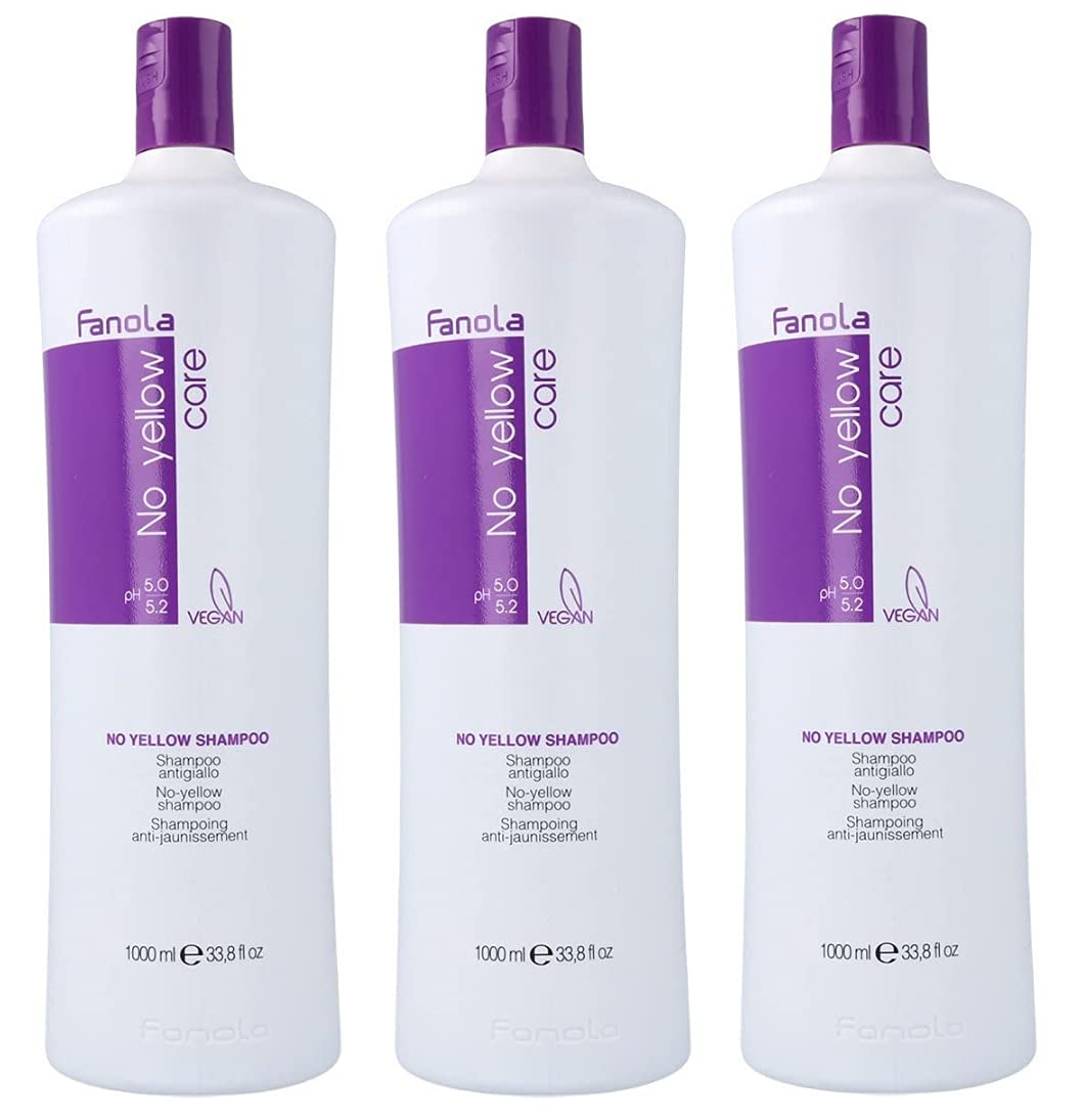 Fanola No Yellow Shampoo,33.8 Fl Oz,1000 ml (Pack of 3)