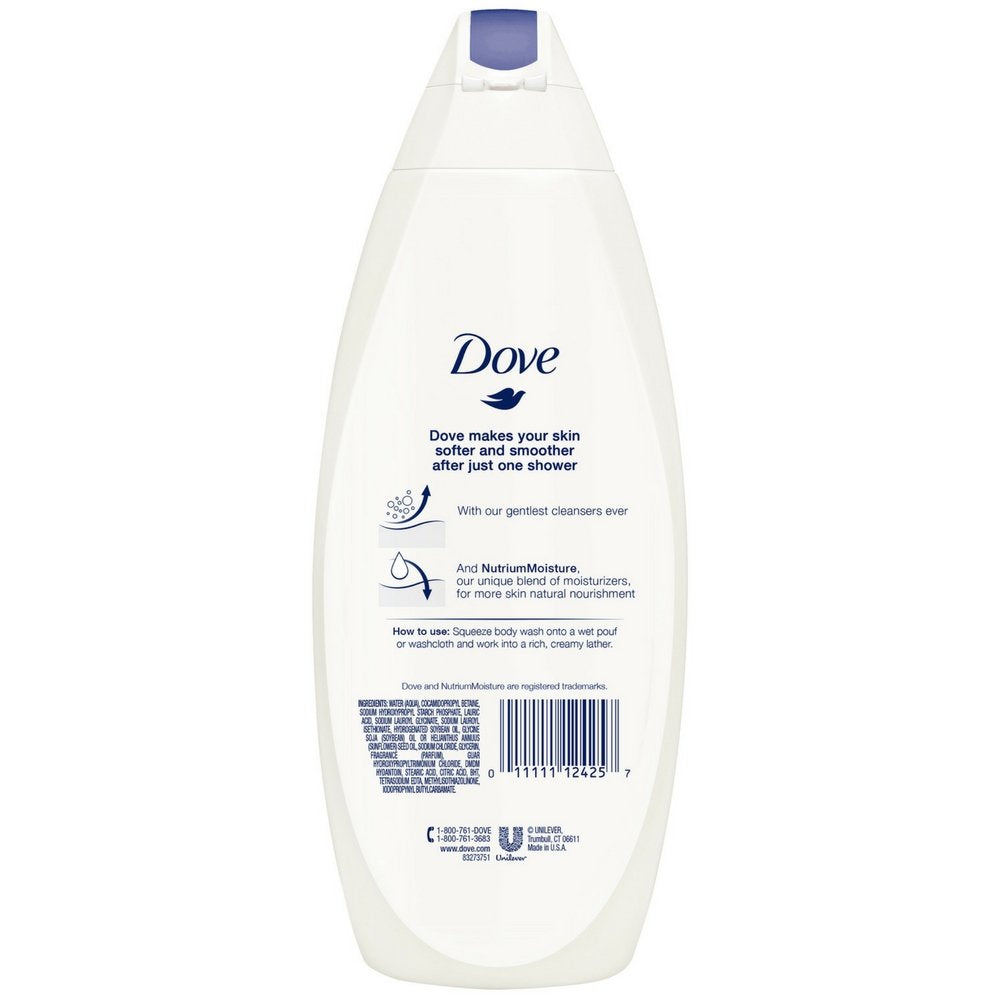 Dove Body Wash With Skin Natural Nourishers for Instantly Soft Skin and Lasting Nourishment Deep Moisture Sulfate Free 22 oz, 4 Count