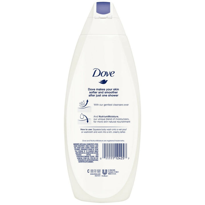 Dove Body Wash With Skin Natural Nourishers for Instantly Soft Skin and Lasting Nourishment Deep Moisture Sulfate Free 22 oz, 4 Count