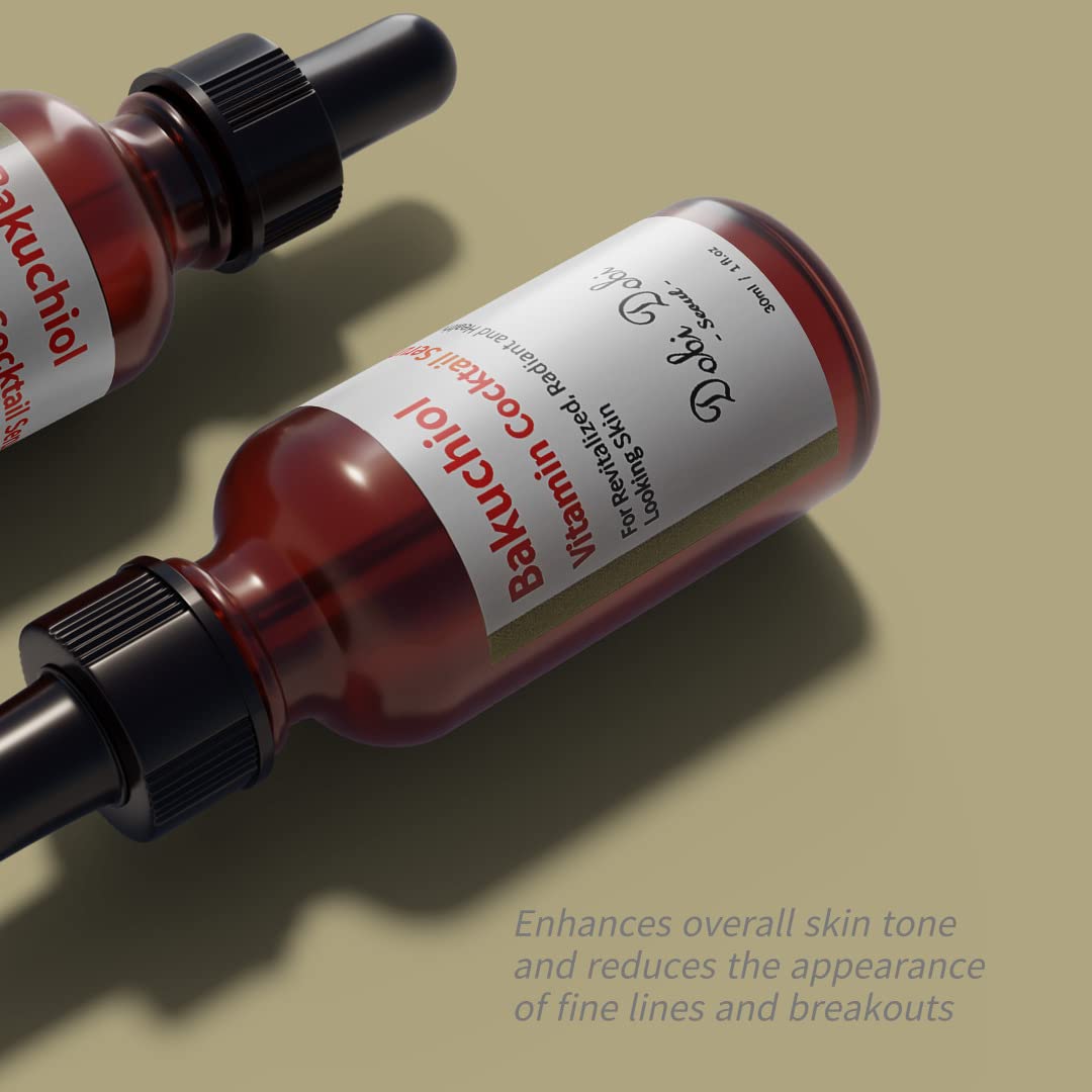 Dobi Dobi Seoul Bakuchiol Vitamin Cocktail Serum Essence Hydrating Serum for Face Korean skin care cosmetics, 1fl.oz 30ml