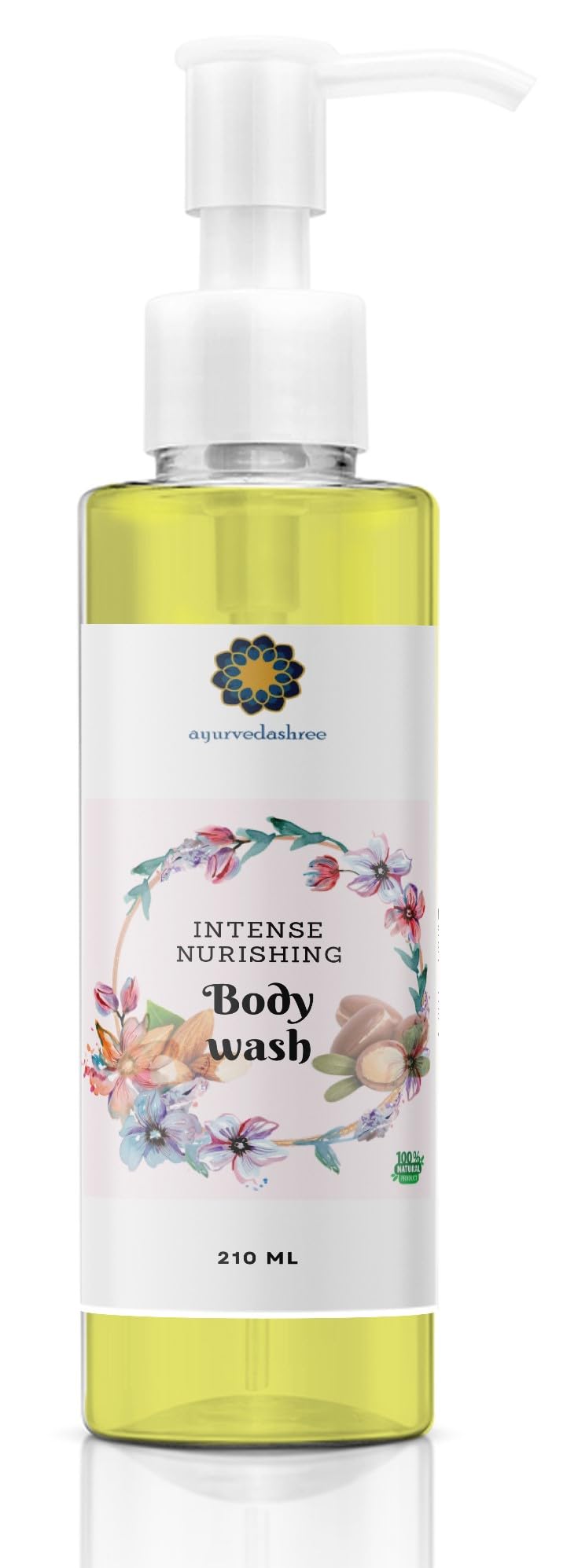 AYURVEDASHREE Intense Nourishing Bodywash Gel with Almond & Argan (210ml), Body Cleanser with Natural ingredients For All Types of Skin.