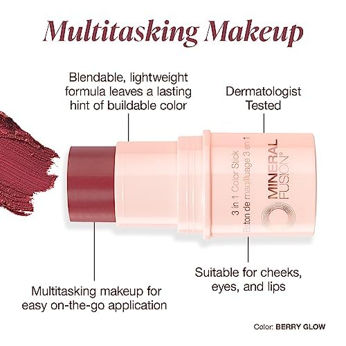 Mineral Fusion 3-in-1 Color Stick, Berry Glow, .18 Ounce