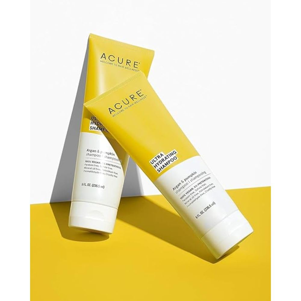 Acure Ultra Hydrating Shampoo 100% Vegan, Ultra Hydrating Moisture & Omega Fatty Acids, , Yellow Argan Oil & Pumpkin, 8 Fl Oz