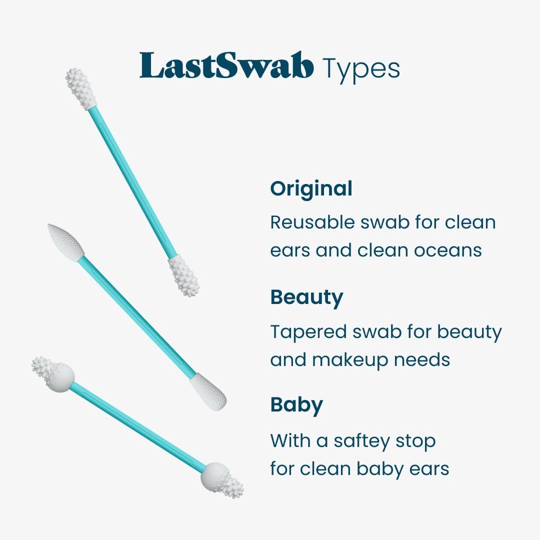 LastSwab Reusable Cotton Buds for Ears | Whale Blue | Environmentally Friendly Q-tip - Cotton Swabs | Original Kickstarter Product