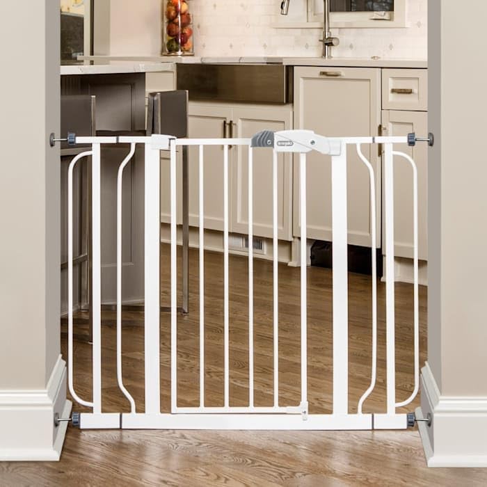 Regalo Easy Step Extra Wide Baby Gate, Includes 4-Inch and 4-Inch Extension Kits, 4 Pack of Pressure Mounts Kit and 4 Pack of Wall Mount Kit