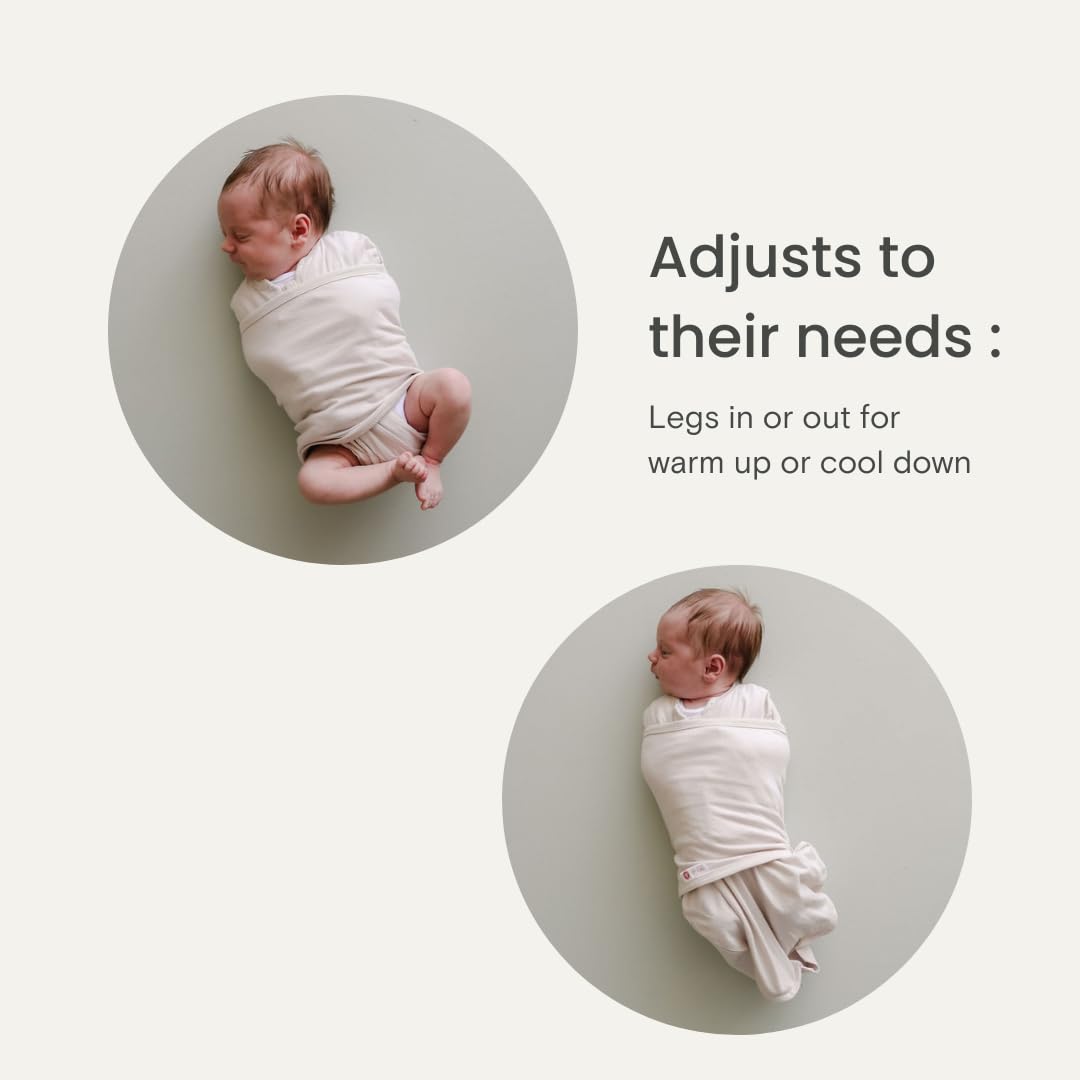 embé 2-Way Transition Swaddle Sack, 12-18 lbs, Diaper Change w/o Unswaddling, Arms in and Out, Legs in and Out Design, Warm Up or Cool Down 100% Cotton, 3-6 Months (Angle Stripe)
