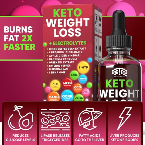 Keto Weight Loss Diet Drops, Natural Appetite Suppressant, Fat Burner for Women and Men with Apple Cider, Green Coffee Bean Extract, Cinnamon, Cayenne Pepper Metabolism Booster