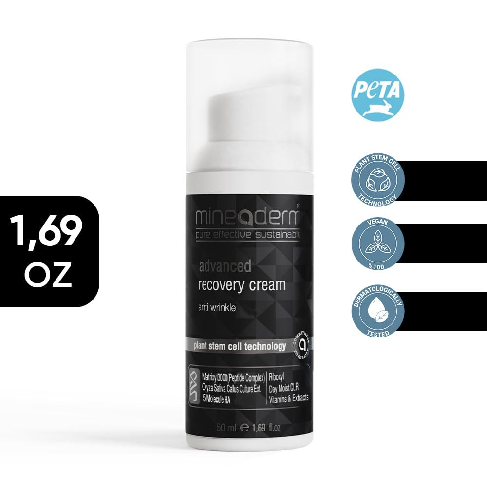 Mineaderm Advanced Recovery Face Cream with Peptides, Regenistem Red Rice & Hyaluronic Acid Anti-Aging Facial Moisturizer for Fine Lines, Wrinkles & Skin Firming
