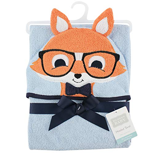 Hudson Baby Unisex Baby Cotton Animal Face Hooded Towel, Nerdy Fox, One Size