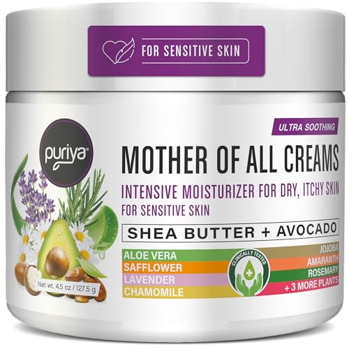 Puriya Intensive Moisturizer with Honey, Shea Butter, Hydrating, Soothing for Dry, Irritated, Sensitive Skin, Daily Multi Purpose Cream for Hands, Body, Long Lasting, Plant Based Mother of All Creams