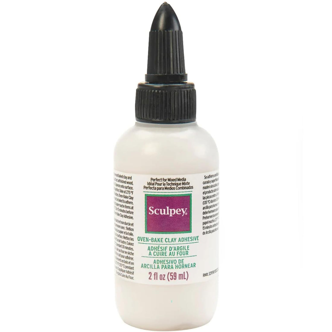 Sculpey Oven Bake Clay Adhesive, Non Toxic, 2 fl oz. bottle with precise flow twist cap. Great for gluing polymer clay to itself and porous surfaces.