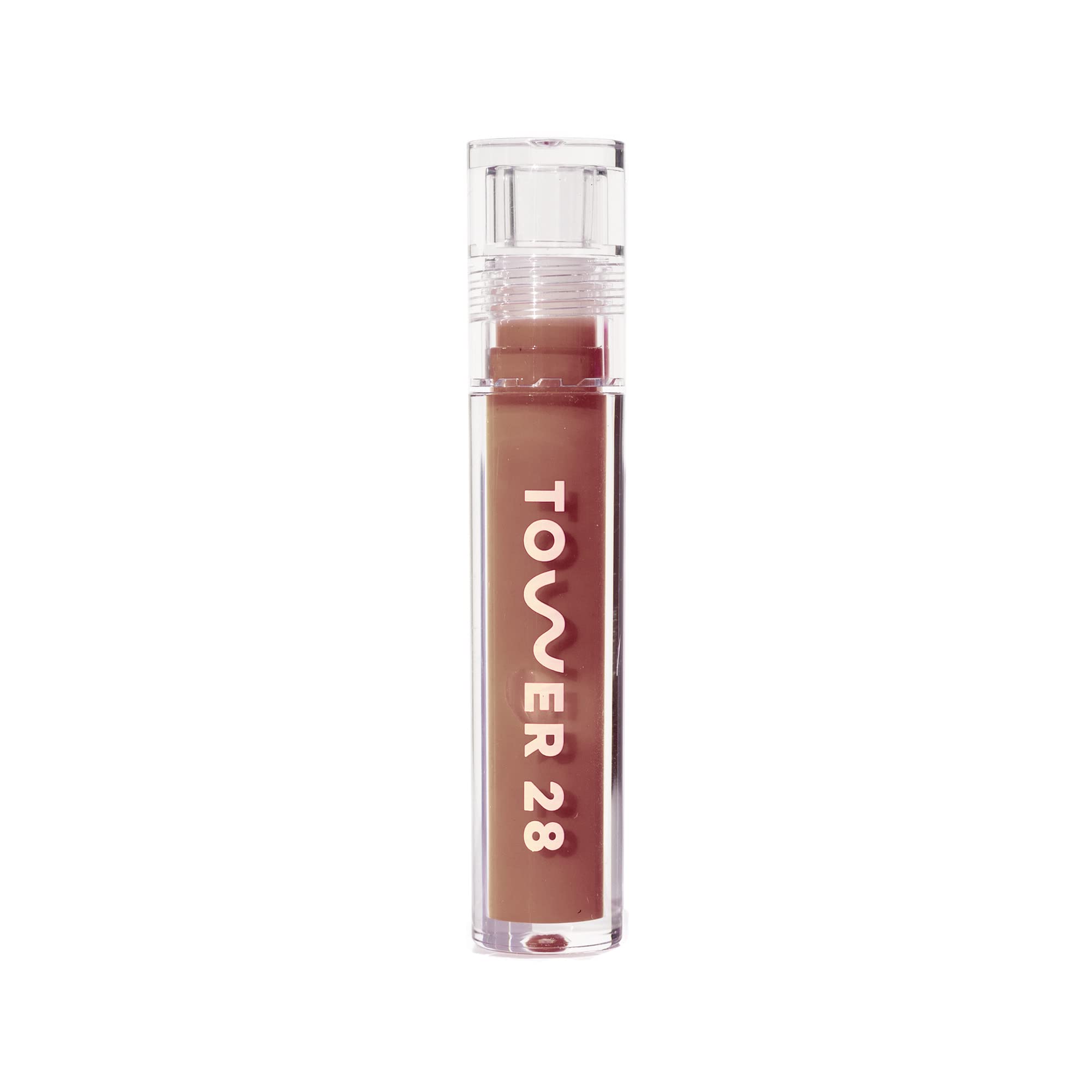 Tower 28 ShineOn Milky Lip Jelly, ALMOND, Non-Sticky, Hydrating Vegan Lip Gloss in Milky Chocolate, Apricot and Raspberry Seed Oil, Moisturizing, Clean, Cruelty Free