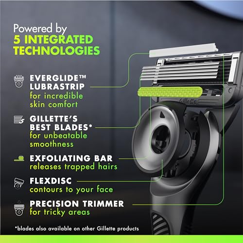 GilletteLabs with Exfoliating Bar by Gillette Razor for Men - 1 Handle, 4 Razor Blade Refills, Holiday Gifts for Men, Includes Premium Magnetic Stand