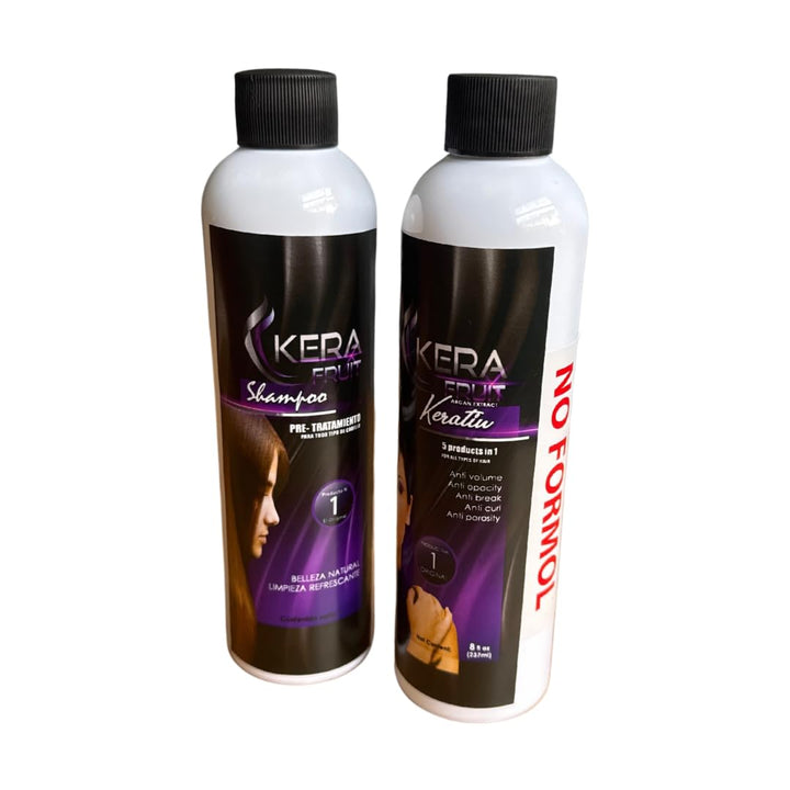 Cirugia Capilar Kera Fruit 8oz (250 ml) + Shampoo Profesional Hidrata y alisa tu cabello Hair keratin Treatment (SIN FORMOL) Formaldehyde Free