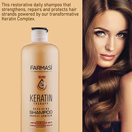 FARMASi Keratin Hair Shampoo and Mask, Smoothing, Silky Repairing Shampoo and Conditioner Hair Mask for Dry Hair 360 ml / 12.2 fl.oz