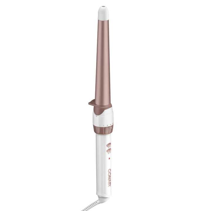 Conair Conair Double Ceramic Curling Wand; 1 1/4-inch To 3/4-inch Tapered Barrel Curling Wand; White / Rose Gold