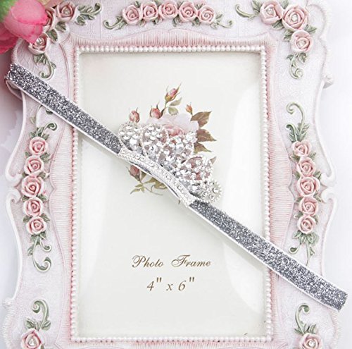 XICHEN®Baby Girls Crown Headband Newborn Princess Head Band Headdress Elastic Hair Band (Crystal -2Pack)