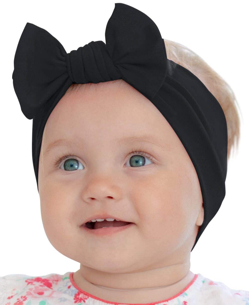 BABYGIZ Baby Girl Headbands-Infant,Toddler Cotton Handmade Hairbands with Bows Child Hair Accessories (Black)