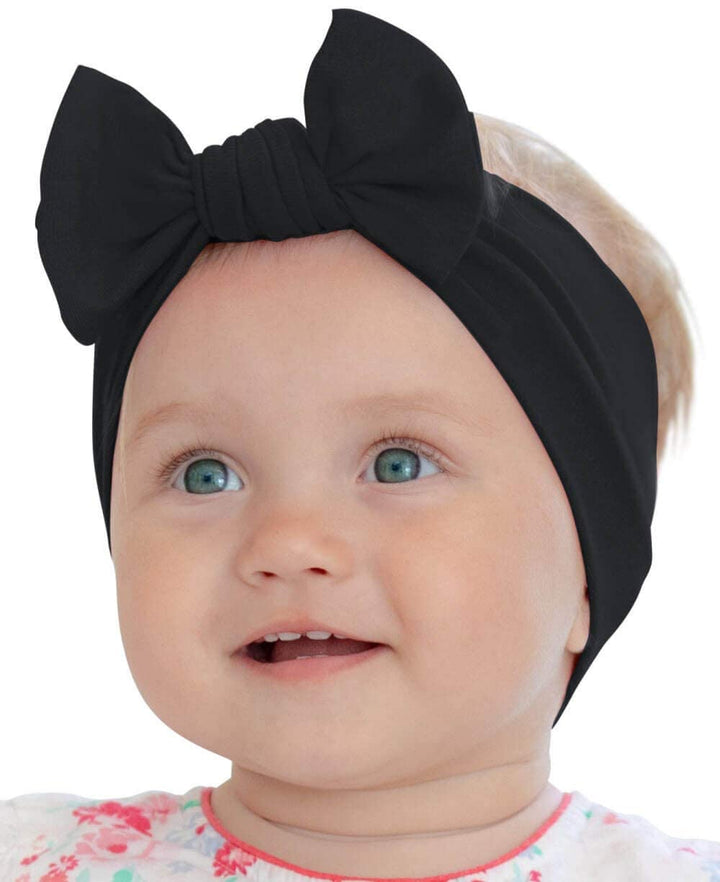 BABYGIZ Baby Girl Headbands-Infant,Toddler Cotton Handmade Hairbands with Bows Child Hair Accessories (Black)