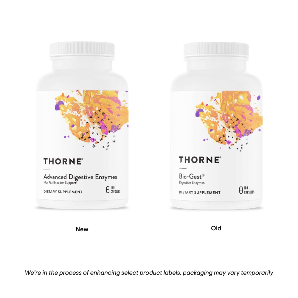 THORNE Advanced Digestive Enzymes (Formerly Bio-Gest) - Blend of Digestive Enzymes to Aid Digestion - Gut Health Support with Pepsin, Ox Bile, Pancreatin - 180 Capsules - 90 Servings