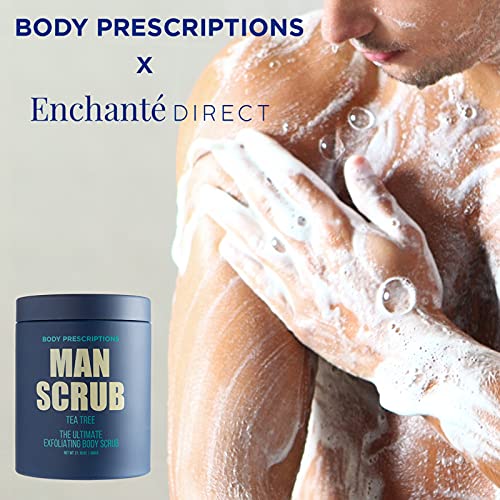 Body Prescriptions Men’s Exfoliating Body Scrub – Ultimate Skin Cleansing Wash in Jar with Twist-Top Lid, For All Skin Types, 21 Ounce (Pack of 1), Tea Tree