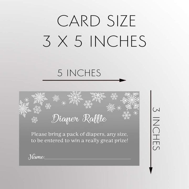 Winter Wonderland Diaper Raffle Ticket Baby Shower Grey Gray Snowflakes Diaper Wipes Raffle Ticket Insert Request Prize It's a Little Snowflake Its Cold Outside Snowy Snow Snowing (25 Count)