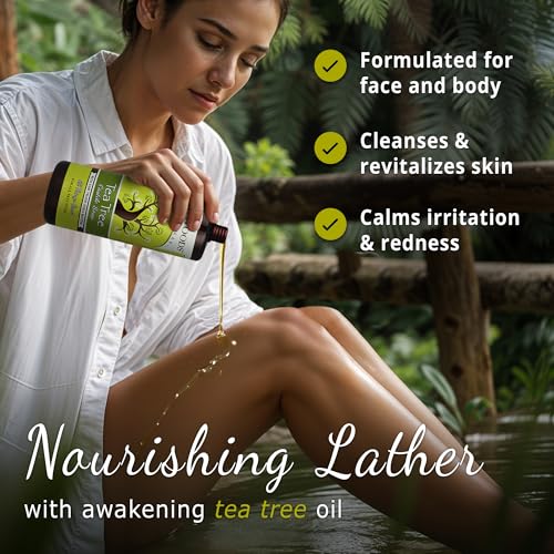 Dr. Woods Tea Tree Liquid Castile Soap - Castile Soap with Pure Tea Tree Oil, Body Wash for Men and Women, Contains Organic Shea Butter, Natural Cleaner for Face, Hands, and Body - 32 Fl Oz